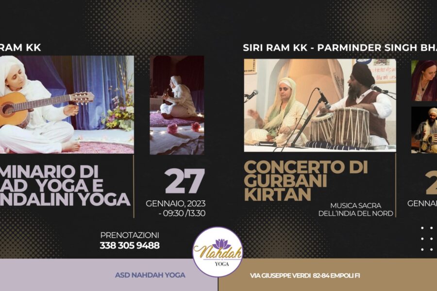 Seminario di Naad Yoga e Kundalini Yoga e Concerto di Gurbani Kirtan: sabato 27 gennaio, con Siri Ram Kaur Khalsa e Parminder Singh Bhamra